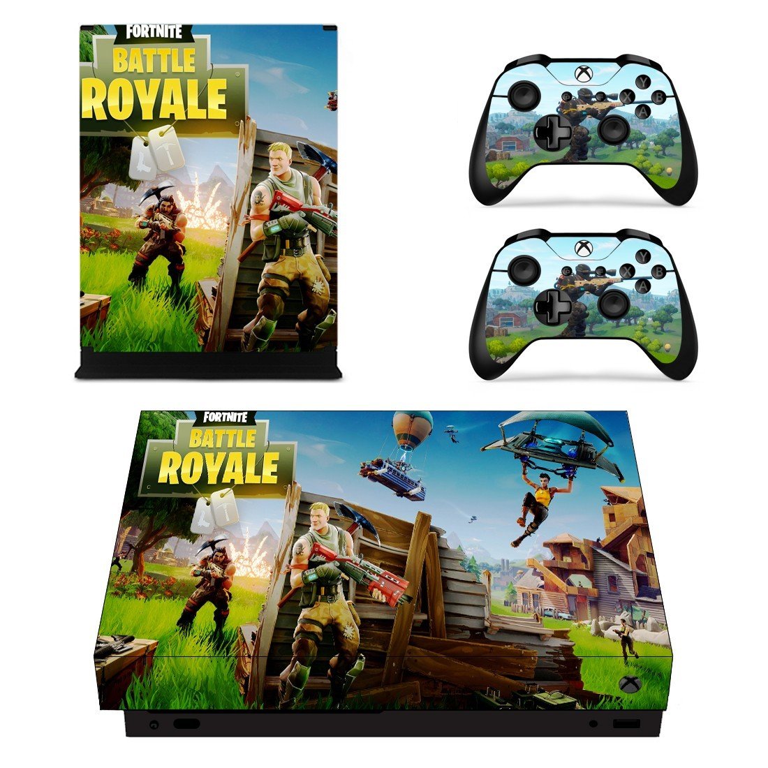 Fortnite battle royale decal skin sticker for Xbox One X console and controllers