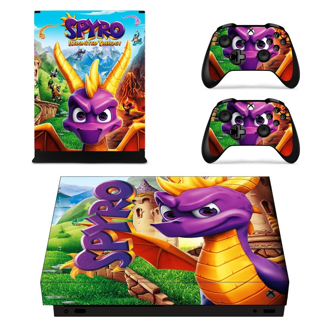 Spyro decal skin sticker for Xbox One X console and controllers