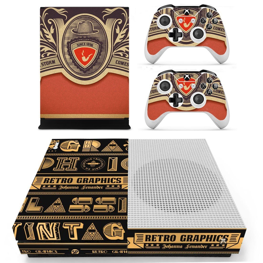 Retro Graphics decal skin sticker for Xbox One S console and controllers