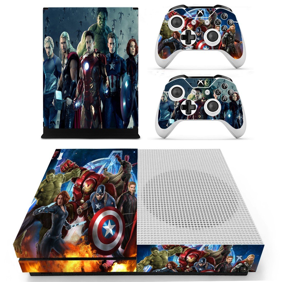 Super Heroes decal skin sticker for Xbox One S console and controllers