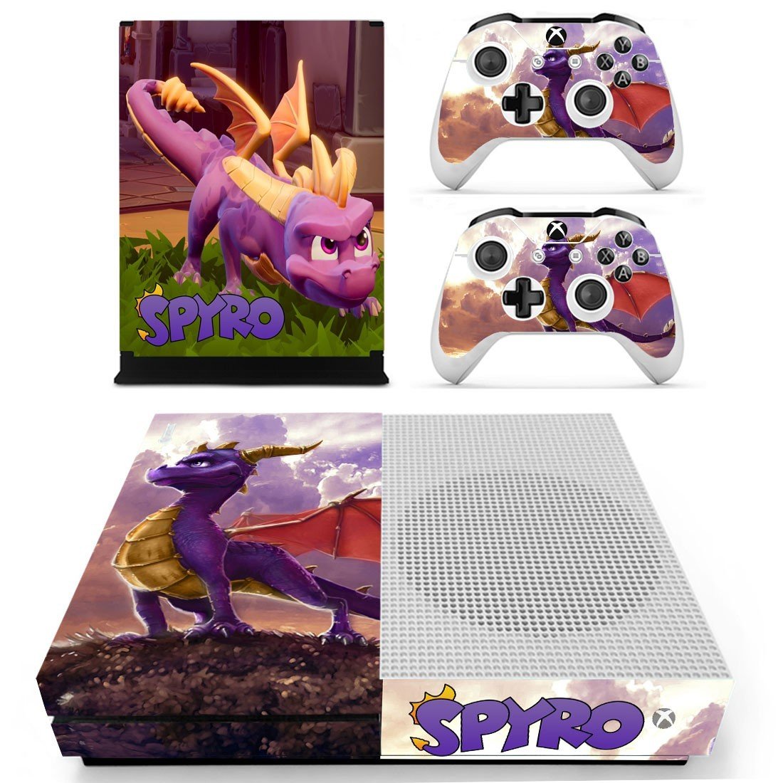 Spyro decal skin sticker for Xbox One S console and controllers
