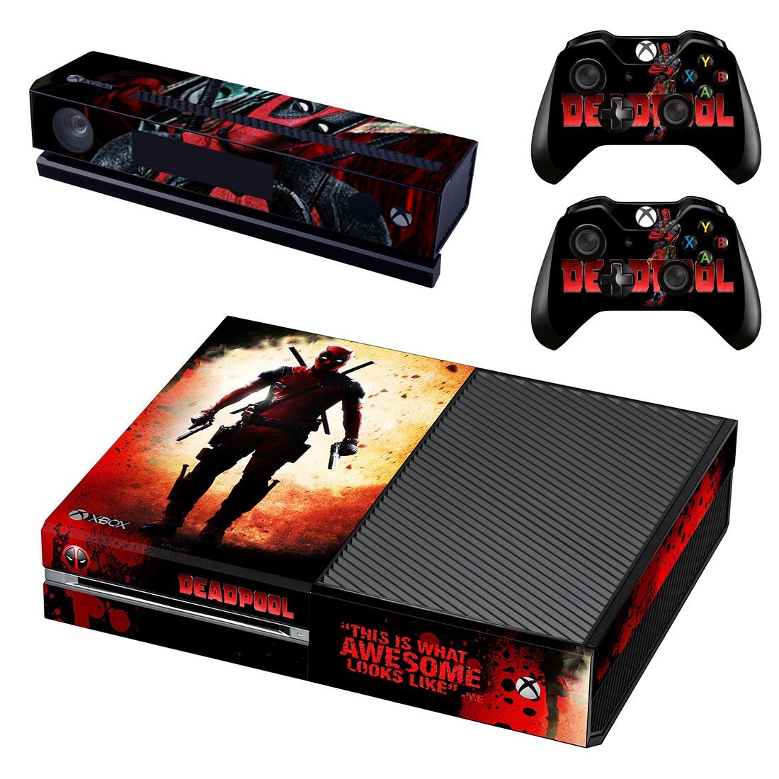 Deadpool decal skin sticker for Xbox One console and controllers