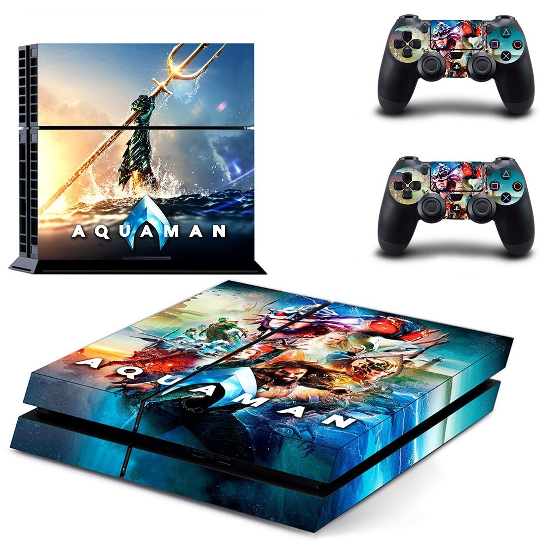 AquaMan decal skin sticker for PS4 console and controllers