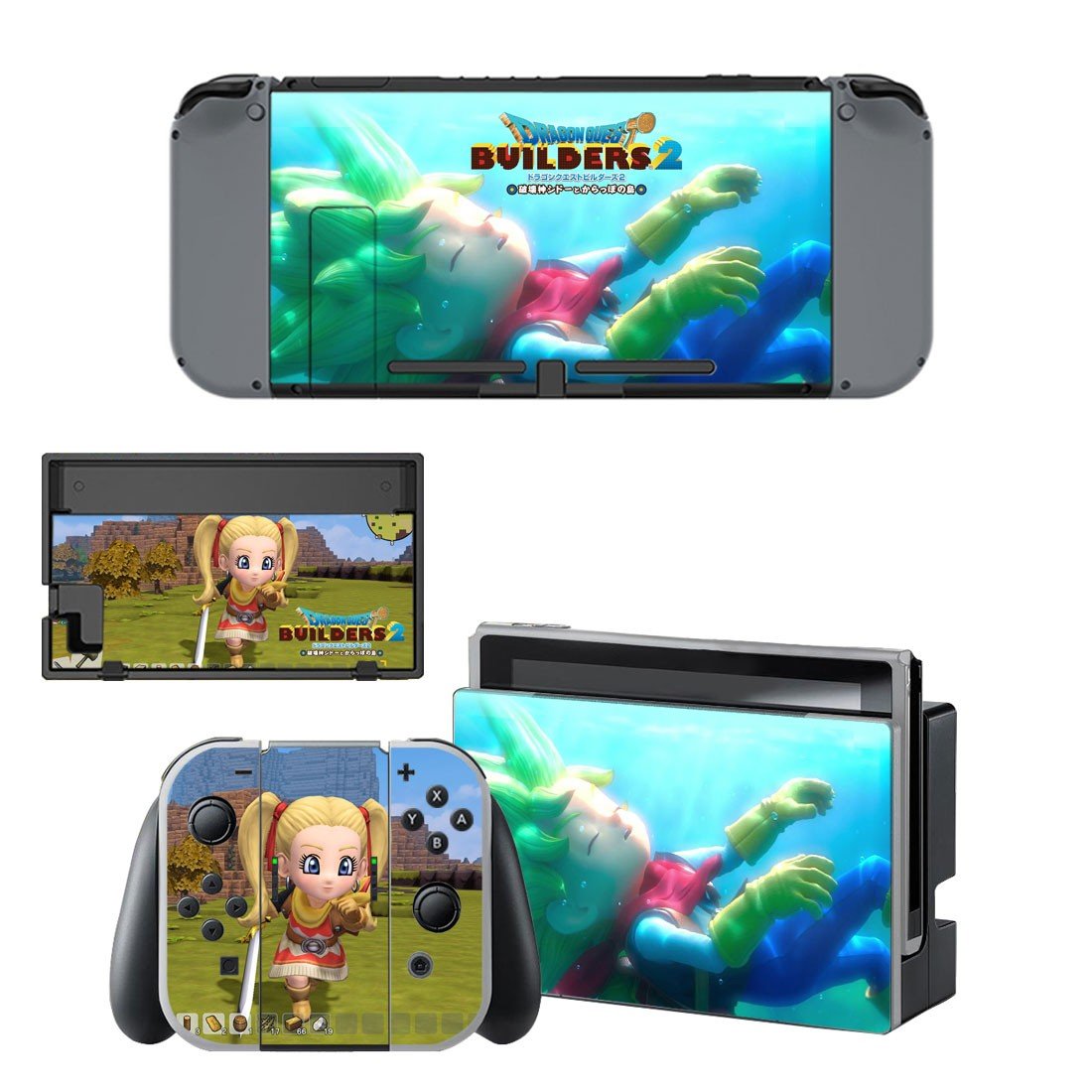 Dragon Quest Builders decal skin sticker for Nintendo Switch console and controllers