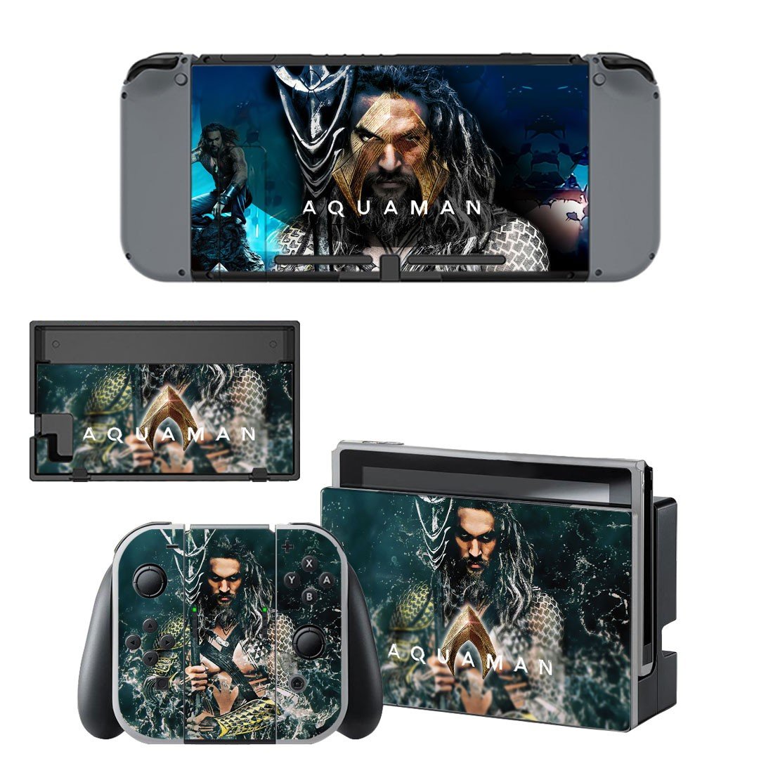 AquaMan decal skin sticker for Nintendo Switch console and controllers