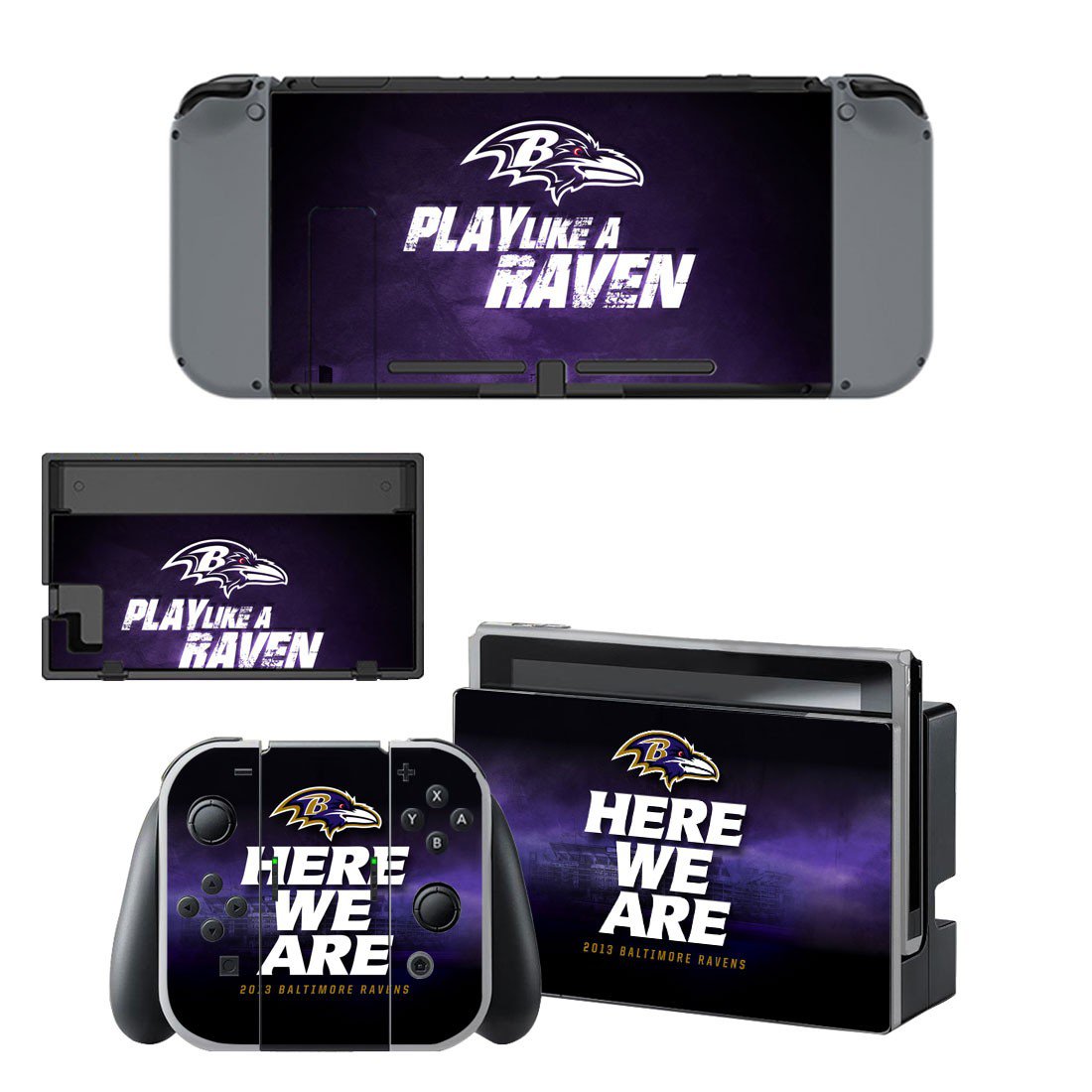 Baltimore Ravens decal skin sticker for Nintendo Switch console and controllers