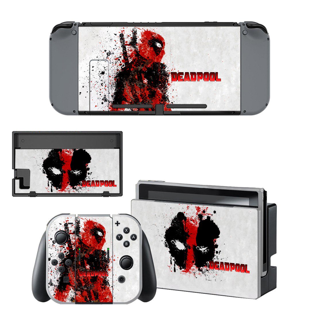 Deadpool decal skin sticker for Nintendo Switch console and controllers