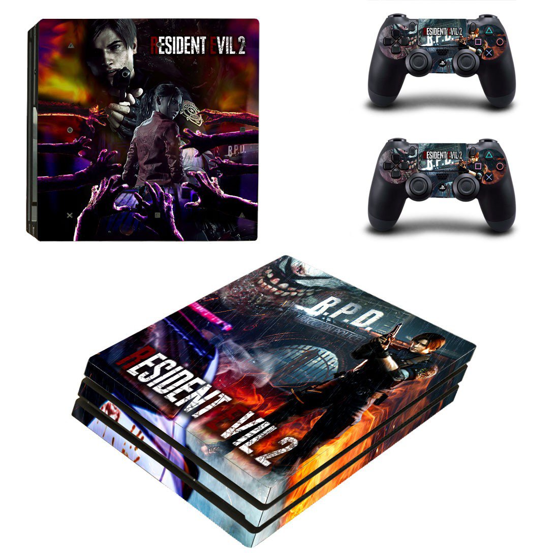 Resident Evil 2 decal skin sticker for PS4 Pro console and controllers