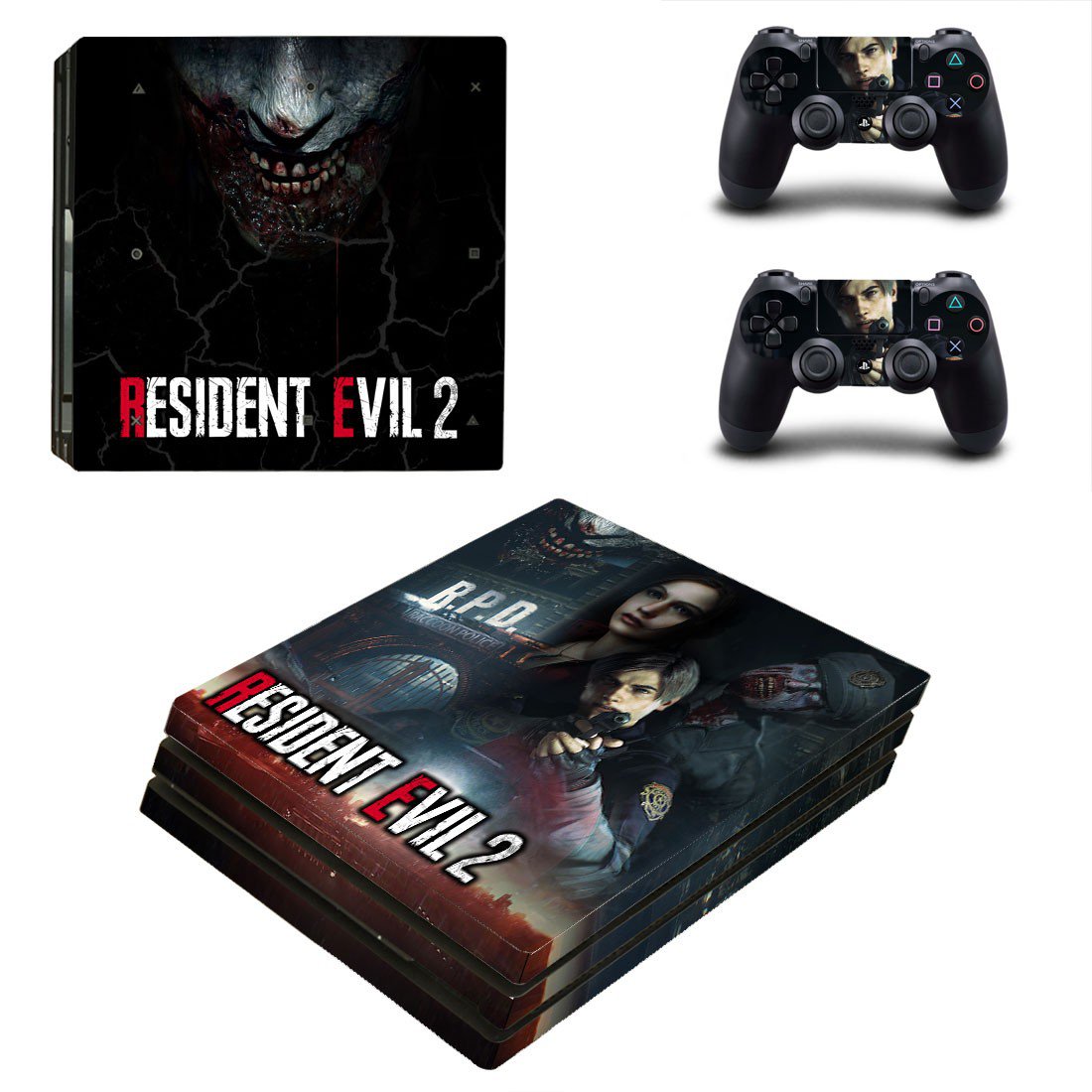 Resident Evil 2 decal skin sticker for PS4 Pro console and controllers