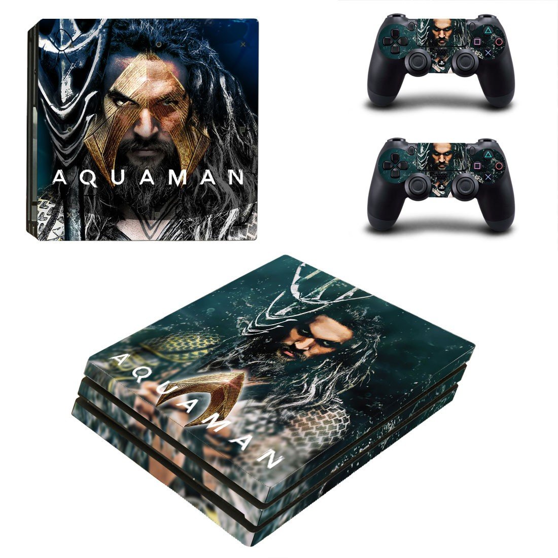 AquaMan decal skin sticker for PS4 Pro console and controllers