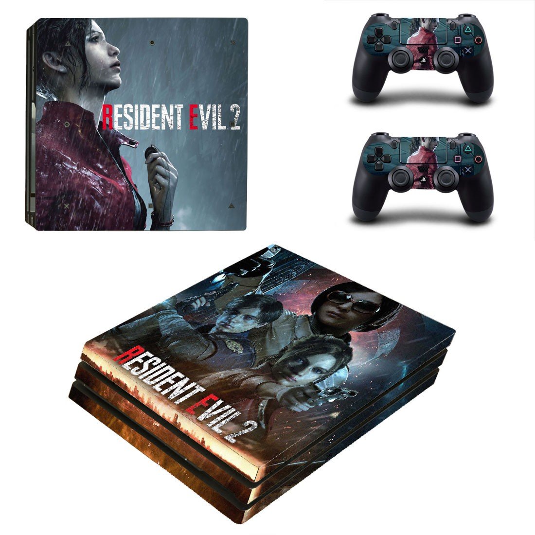 Resident Evil 2 decal skin sticker for PS4 Pro console and controllers