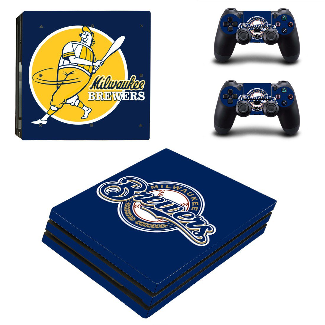 Milwaukee Brewers decal skin sticker for PS4 Pro console and controllers