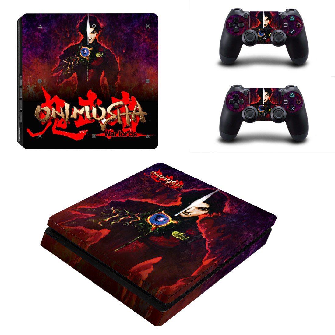 Onimusha decal skin sticker for PS4 Slim console and controllers