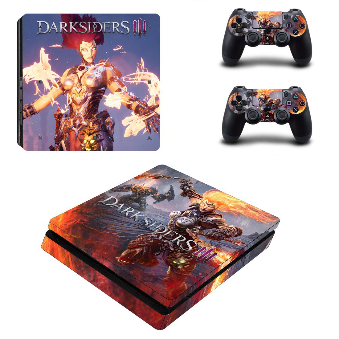 Darksiders 3 decal skin sticker for PS4 Slim console and controllers