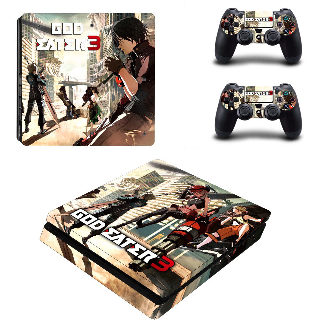 God Eater 3 decal skin sticker for PS4 Slim console and controllers