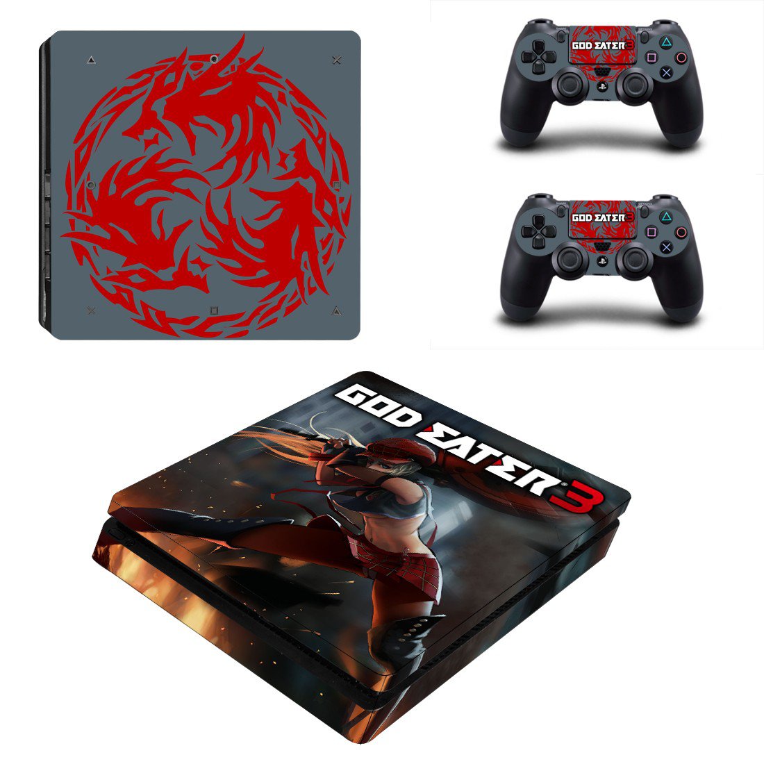 God Eater 3 decal skin sticker for PS4 Slim console and controllers