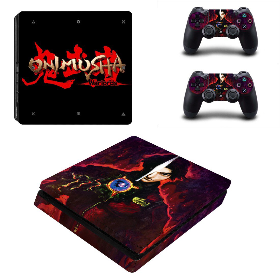 Onimusha decal skin sticker for PS4 Slim console and controllers