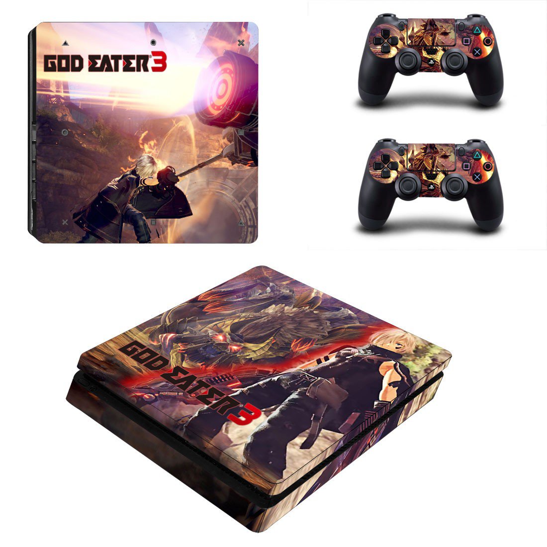 God Eater 3 decal skin sticker for PS4 Slim console and controllers