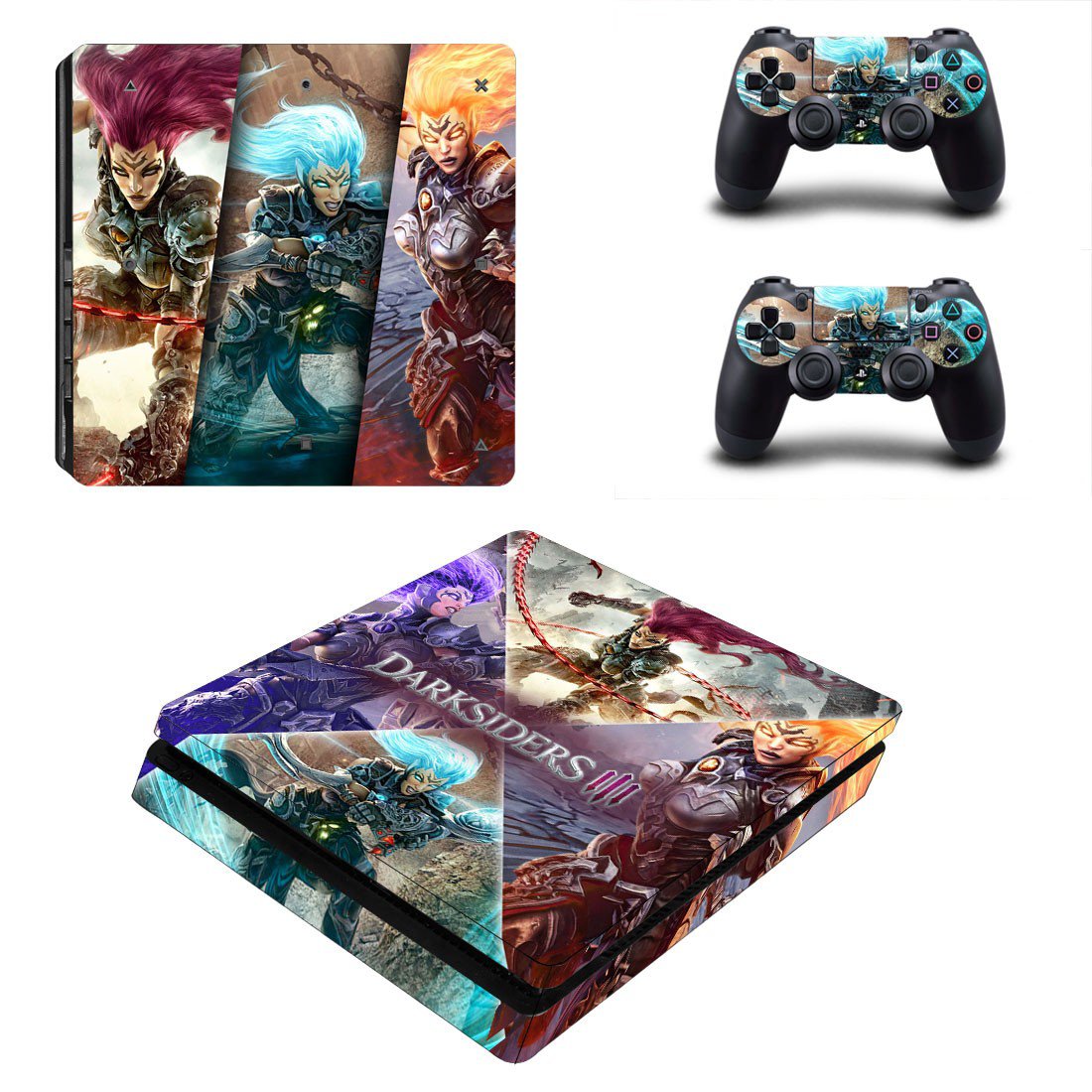 Darksiders 3 decal skin sticker for PS4 Slim console and controllers
