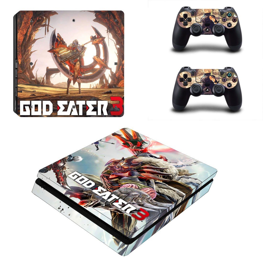 God Eater 3 decal skin sticker for PS4 Slim console and controllers