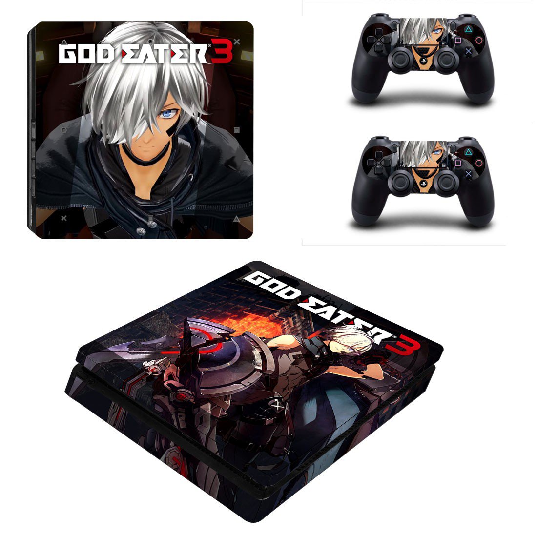 God Eater 3 decal skin sticker for PS4 Slim console and controllers