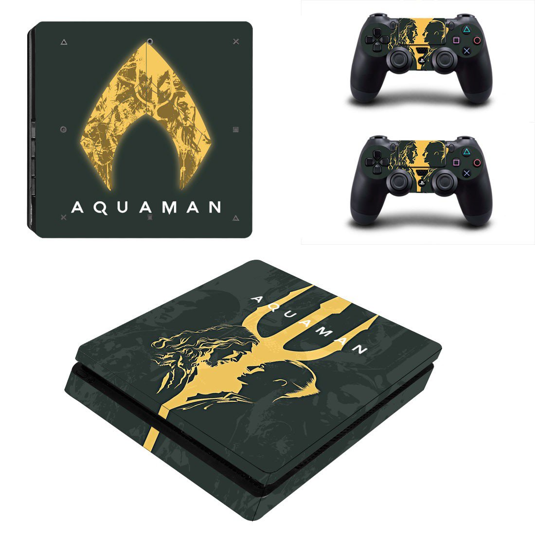 AquaMan decal skin sticker for PS4 Slim console and controllers