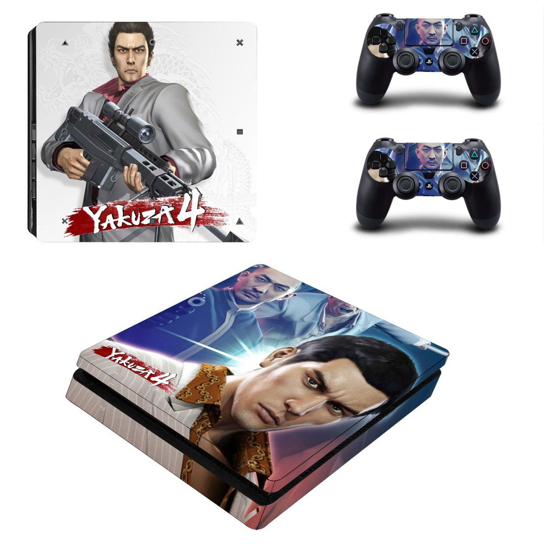 Yakuza 4 decal skin sticker for PS4 Slim console and controllers