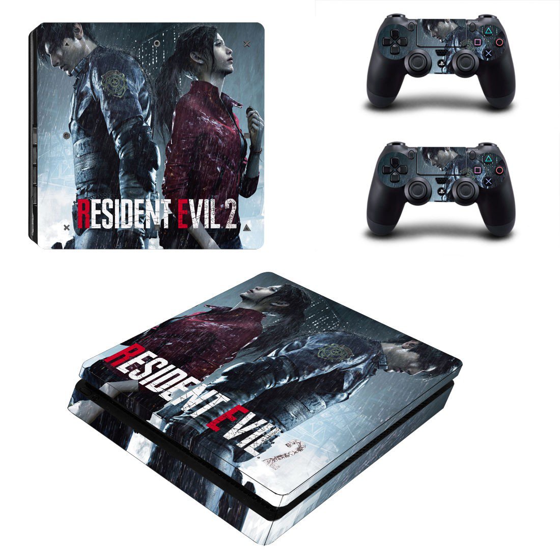 Resident Evil 2 decal skin sticker for PS4 Slim console and controllers