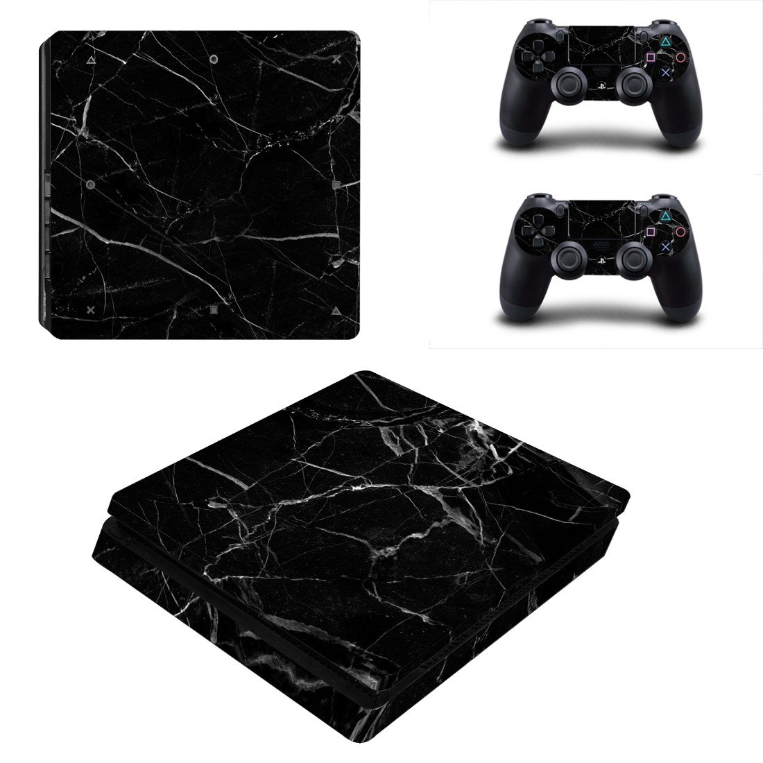 Black Broken Glass decal skin sticker for PS4 Slim console and controllers