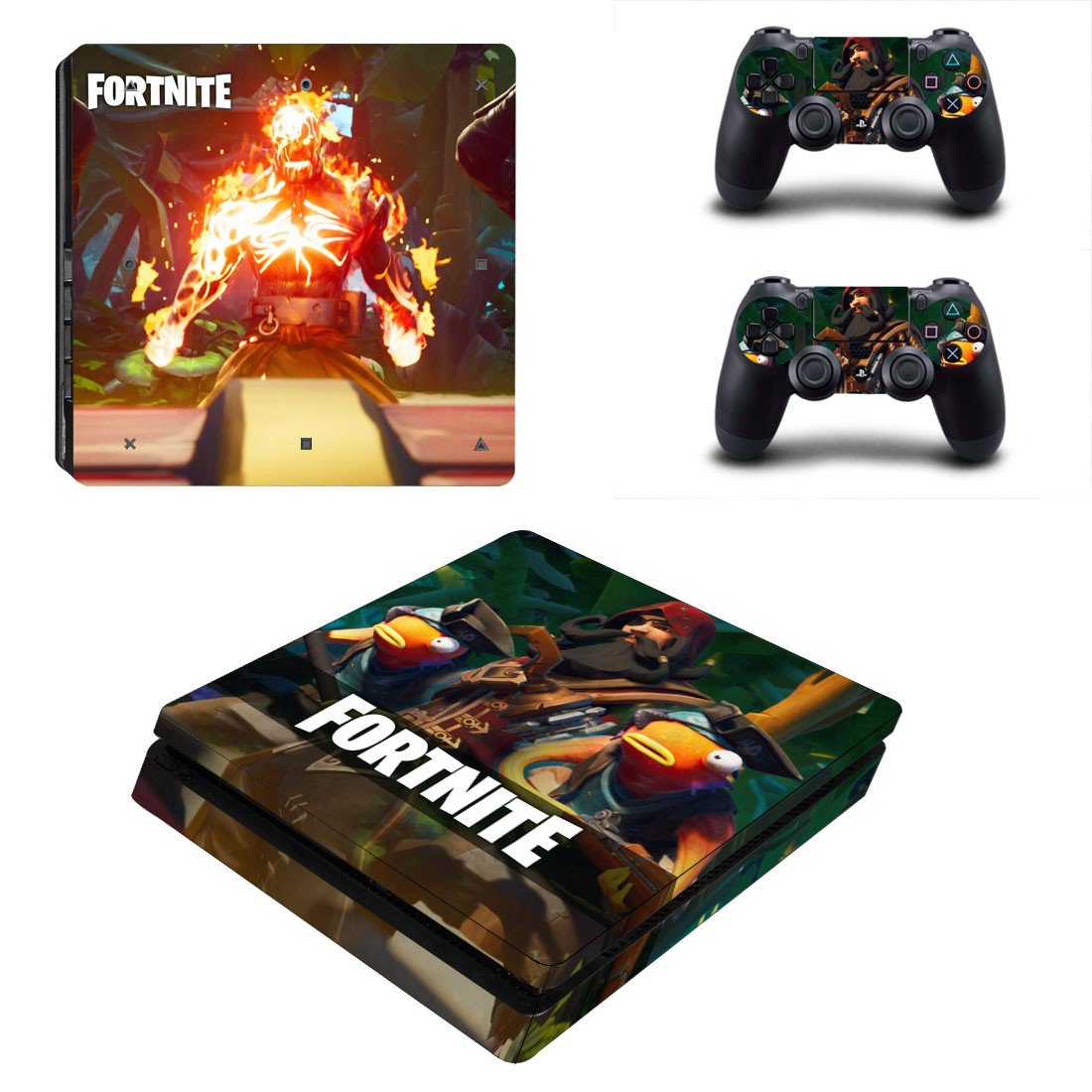 Fortnite decal skin sticker for PS4 Slim console and controllers