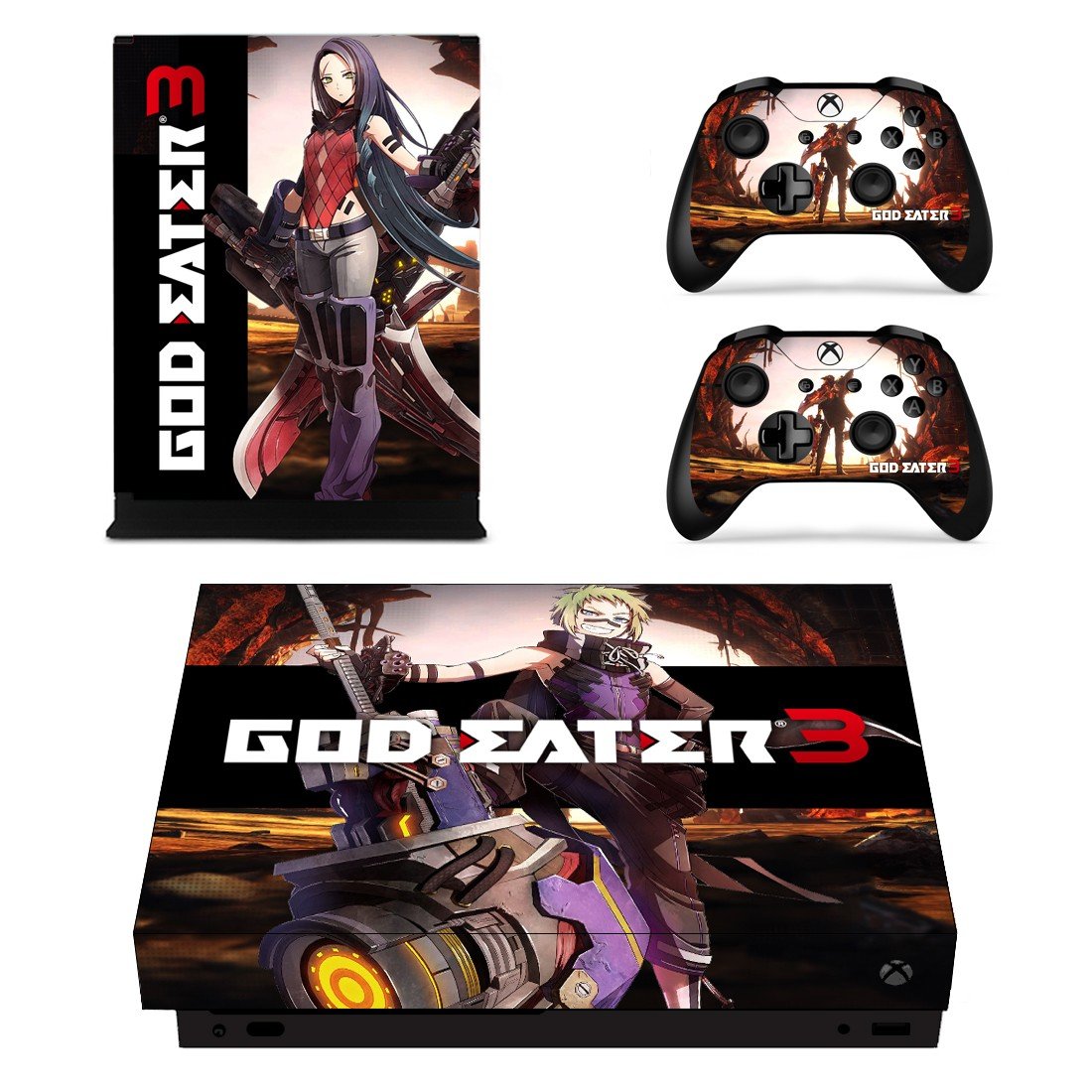 God Eater 3 decal skin sticker for Xbox One X console and controllers