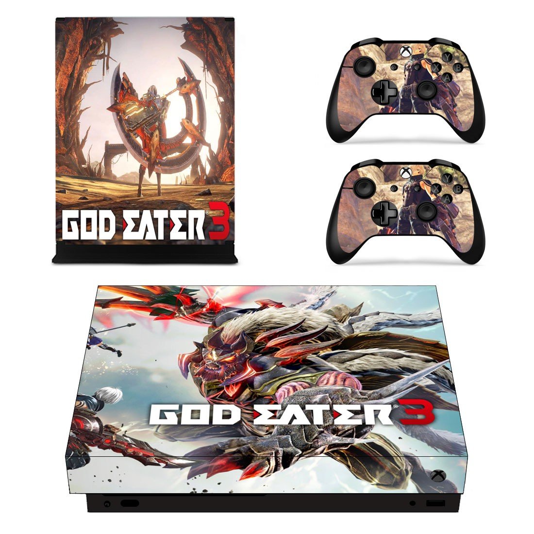 God Eater 3 decal skin sticker for Xbox One X console and controllers