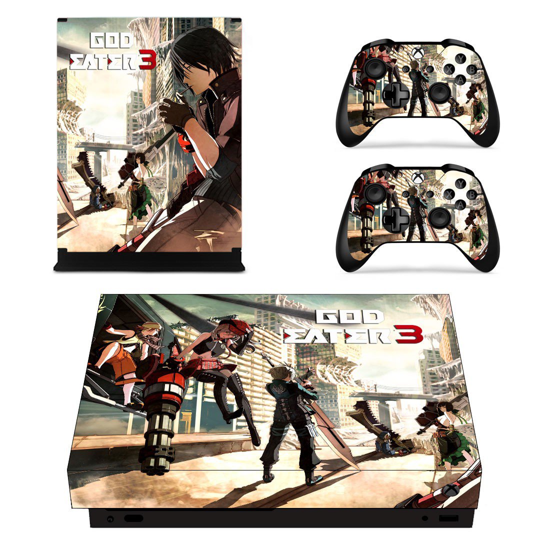 God Eater 3 decal skin sticker for Xbox One X console and controllers