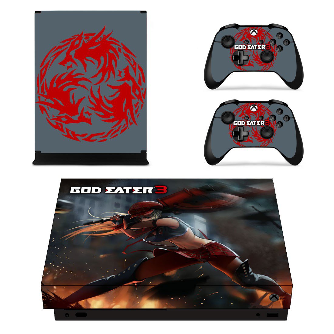 God Eater 3 decal skin sticker for Xbox One X console and controllers