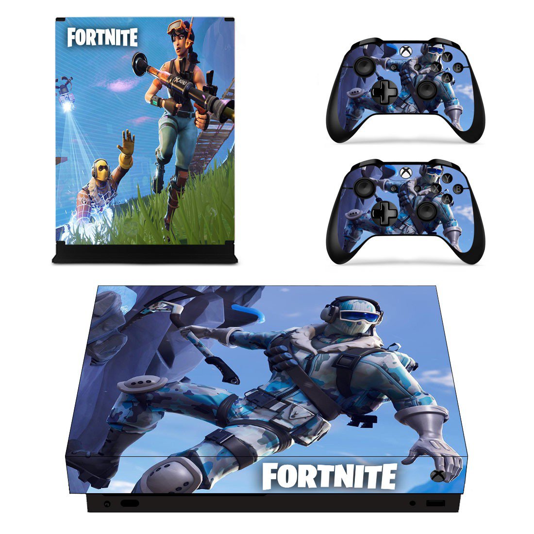 Fortnite decal skin sticker for Xbox One X console and controllers