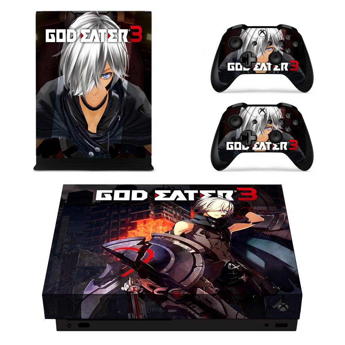 God Eater 3 decal skin sticker for Xbox One X console and controllers