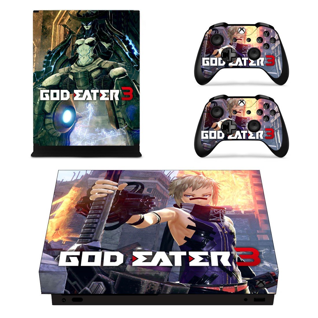 God Eater 3 decal skin sticker for Xbox One X console and controllers