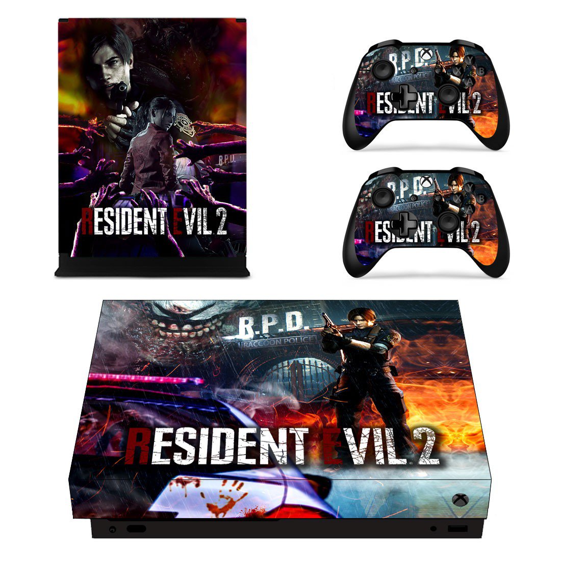 Resident Evil 2 decal skin sticker for Xbox One X console and controllers