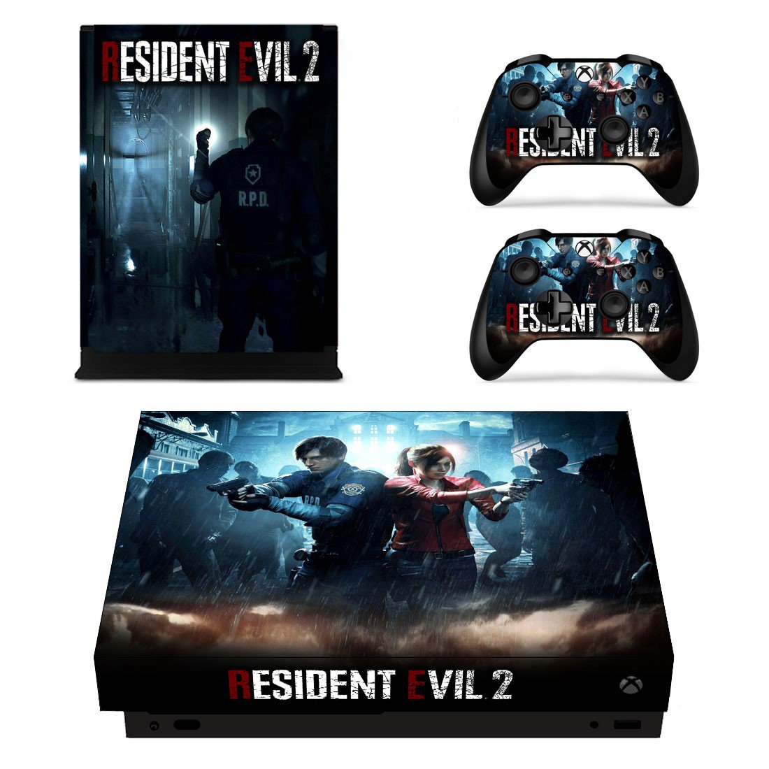 Resident Evil 2 decal skin sticker for Xbox One X console and controllers