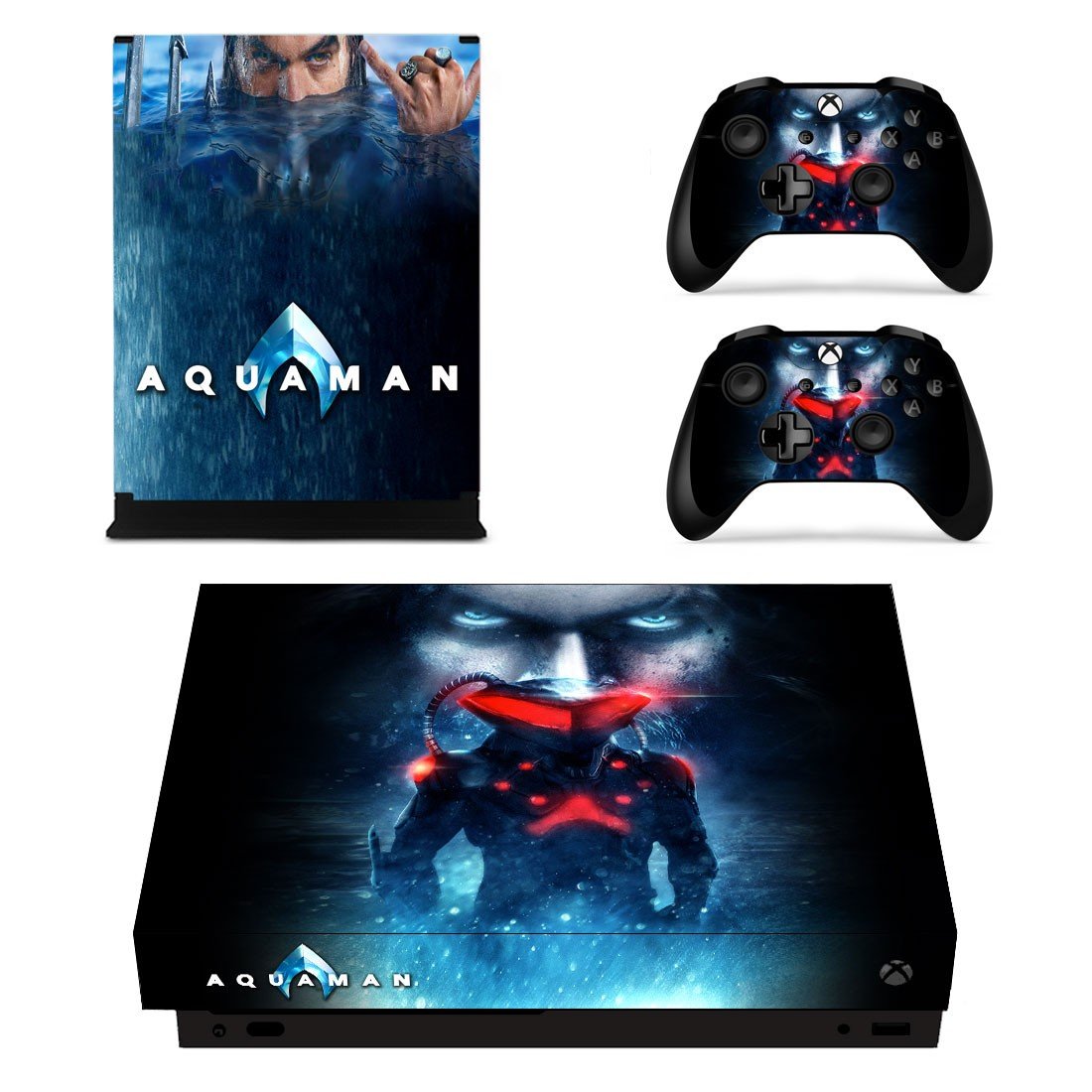 AquaMan decal skin sticker for Xbox One X console and controllers