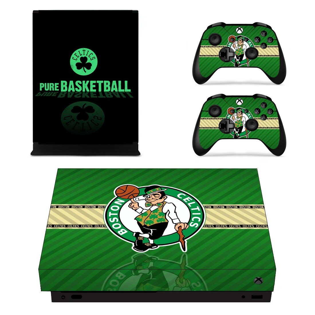 Boston Celtics decal skin sticker for Xbox One X console and controllers