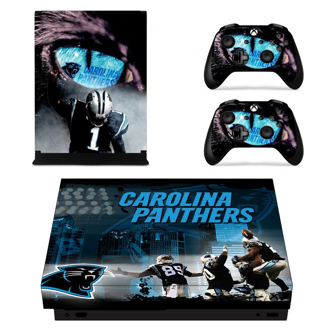Carolina Panthers decal skin sticker for Xbox One X console and controllers