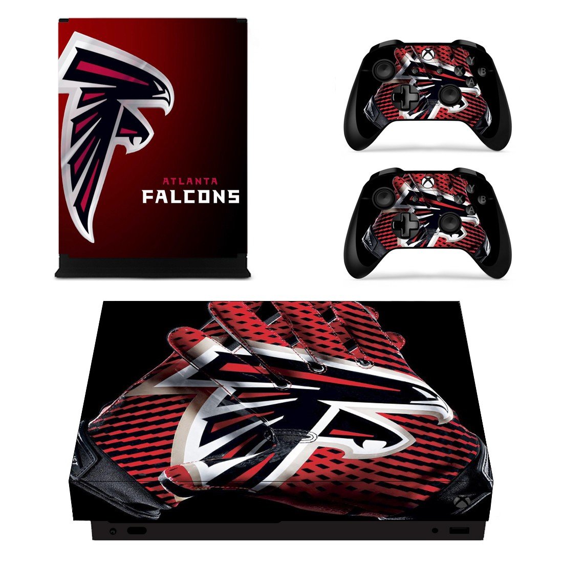 Atlanta Falcons decal skin sticker for Xbox One X console and controllers