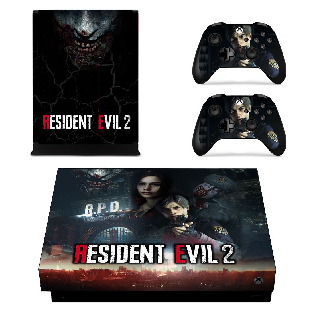 Resident Evil 2 decal skin sticker for Xbox One X console and controllers