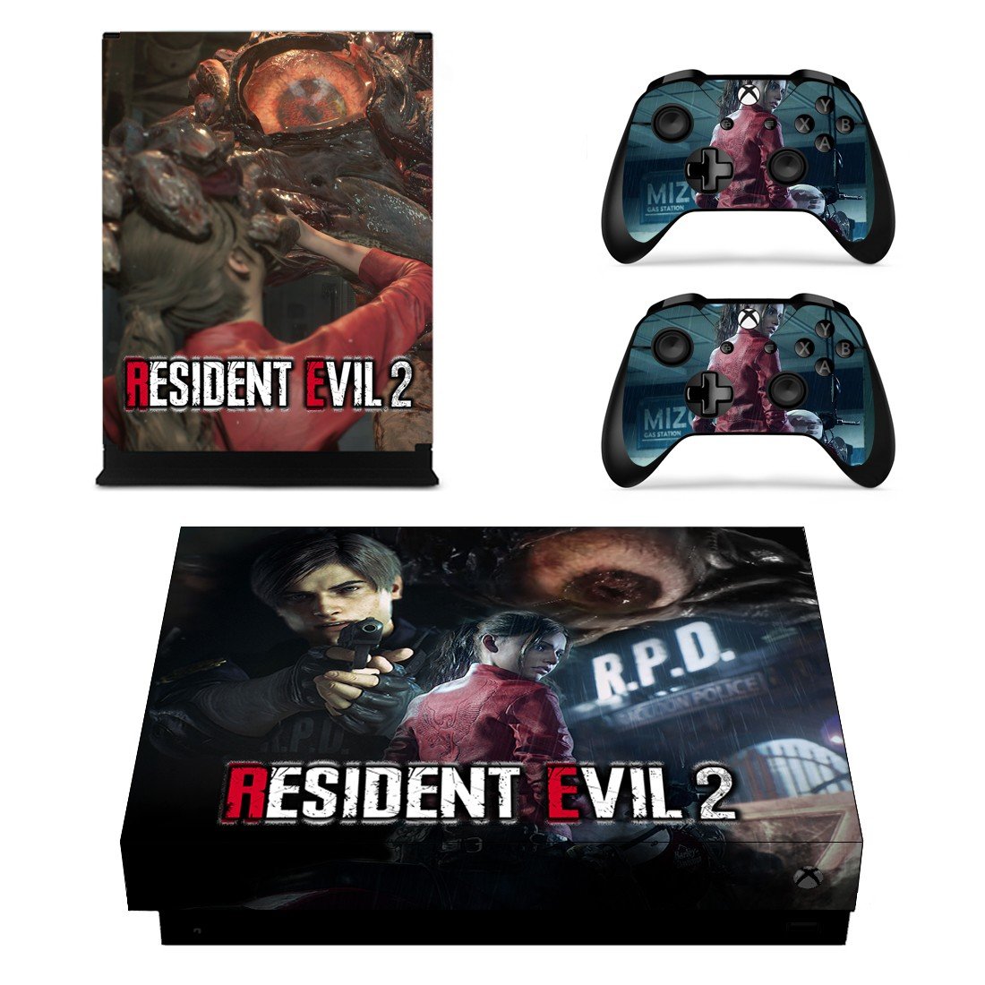 Resident Evil 2 decal skin sticker for Xbox One X console and controllers