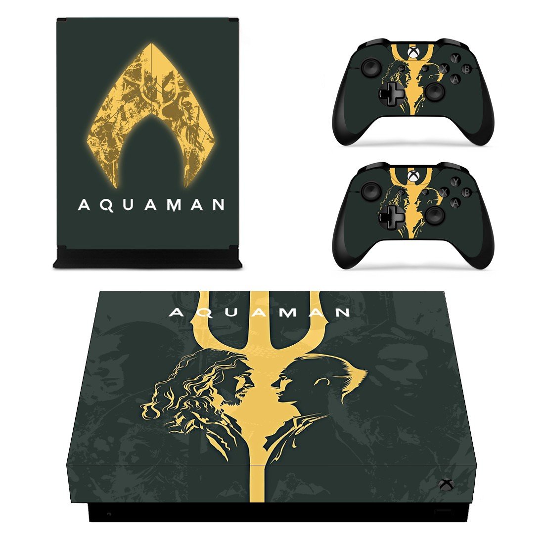 AquaMan decal skin sticker for Xbox One X console and controllers