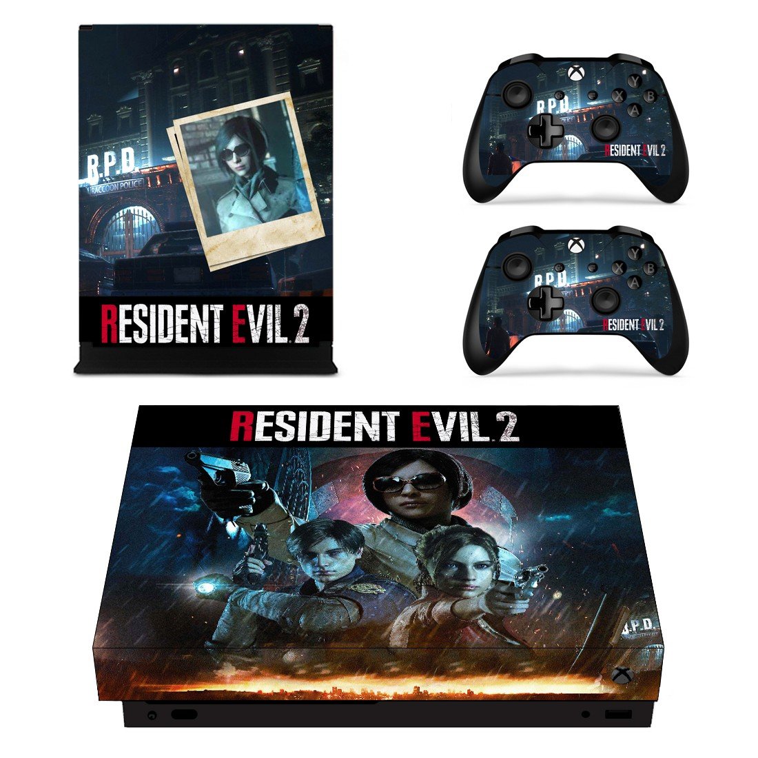 Resident Evil 2 decal skin sticker for Xbox One X console and controllers