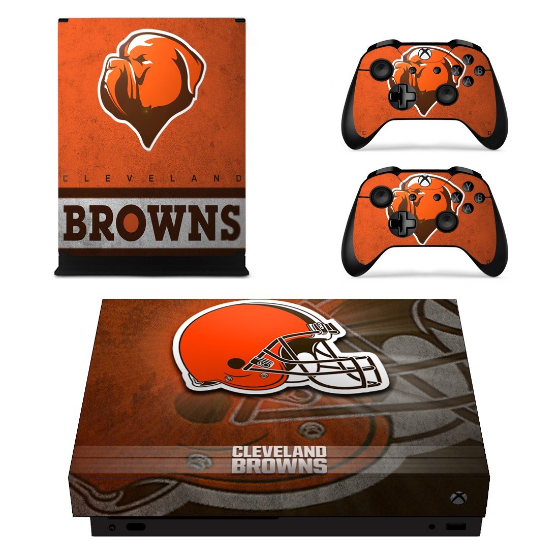 Cleveland Browns decal skin sticker for Xbox One X console and controllers
