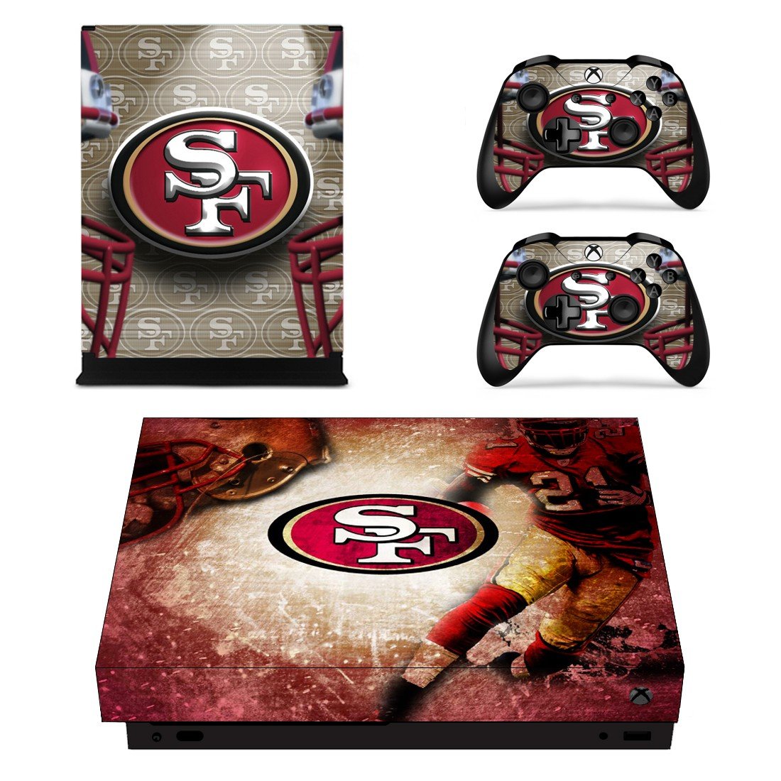 San Francisco 49ers decal skin sticker for Xbox One X console and controllers