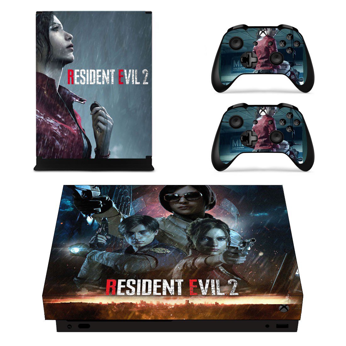 Resident Evil 2 decal skin sticker for Xbox One X console and controllers